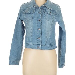 Light Blue Cropped Jean Jacket with Tailored Fit